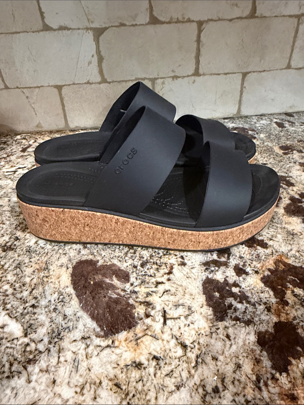 CROCS Brooklyn Cork Low Wedge Sandals